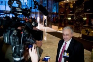 Carl Paladino speaks to members of the media at Trump Tower, Monday, Dec. 5, 2016, in New York. (AP Photo/Andrew Harnik)